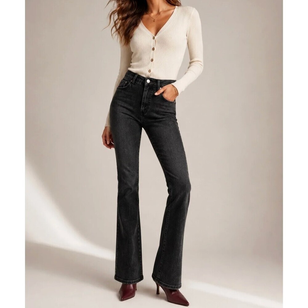 Reformation Peyton High Rise Bootcut Jeans in Erie Black Size 24 Organic Cotton